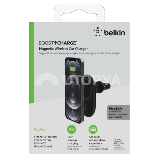 Belkin Support Voiture avec chargeur intégré Magsafe sans allume-cigare  (WIC004btBK-NC) - Support voiture - Garantie 3 ans LDLC