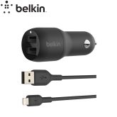 BELKIN Chargeur voiture 2 USB 24 W (avec câble Lightning MFI)