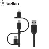 BELKIN Câble Universel 1m (USB-C, Micro-USB et Lightning MFi)