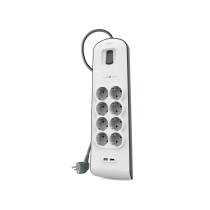 BELKIN Multiprise/Parafoudre 8 prises + 2 ports USB - cordon de 2m - Blanc