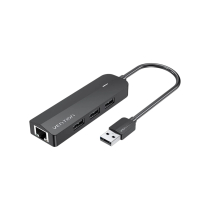 VENTION Hub 3 Ports USB 2.0 + Adaptateur Ethernet 100M 0,15m (Noir)