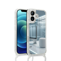 COVERME Coque Miroir iPhone 16 Pro (Cordon Blanc)
