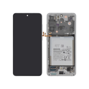 Ecran Complet Blanc Galaxy S21 FE (G990B) (Avec Batterie)