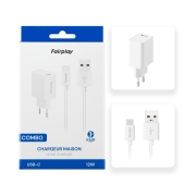 FAIRPLAY COMBO Chargeur (12W) + Câble USB-C (1m) (Blanc)