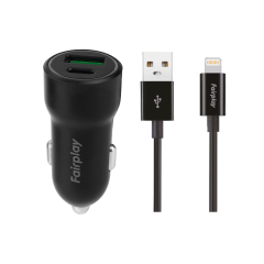 FAIRPLAY Pack Chargeur Voiture (20W) + Câble Lightning