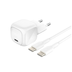 BELKIN Chargeur Secteur 20W + Câble USB-C vers USB-C 1m (Blanc)